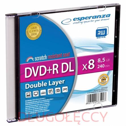 ESPERANZA PŁYTY DVD+R 8,5 GB x8 DL SLIM CASE 1 sztuka