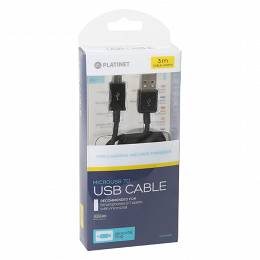 PLATINET kabel MICRO USB - USB A 3M 2A czarny BLISTER
