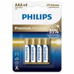 PHILIPS Baterie LR03 AAA  PREMIUM Alkaline blister 4szt