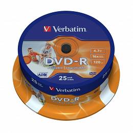 Płyta VERBATIM print DVD-R4.7GBx16 op 25 szt.cake box