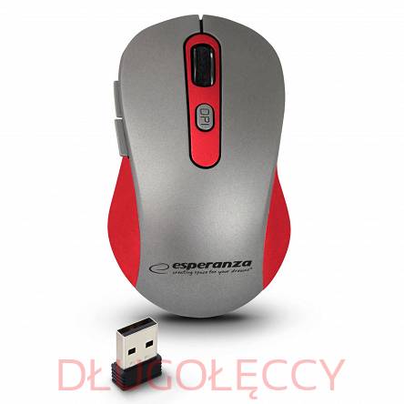 ESPERANZA mysz bezprzewodowa 2.4GHZ 6D optyczna USB ADARA czerwona