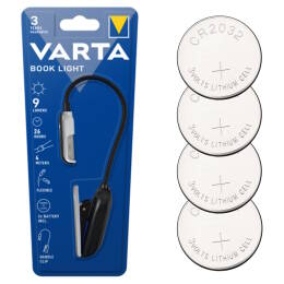 VARTA Booklight LED lampka do czytania  z klipsem na baterie CR2032 + komplet baterii