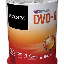 Płyty SONY DVD-R 4.7GBx16 op 100 szt. cake box