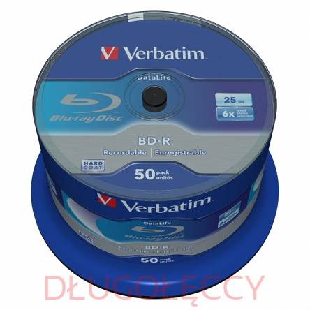 VERBATIM BD-R Datalife 25GB 6x 50 sztuk cake box