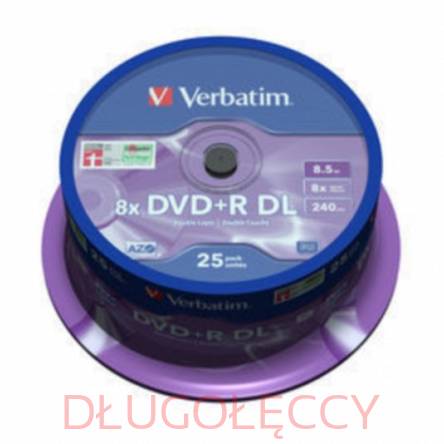 VERBATIM DVD+R Double Layer 8x 25sztuk cake box