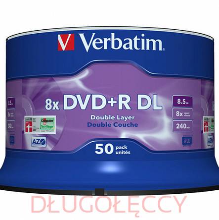 Płyta VERBATIM DL DVD+R 8.5GB x8 op 50 szt. cake box