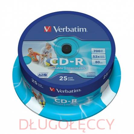 VERBATIM Płyta CD-R80 700MB x52 print op.25 szt 
