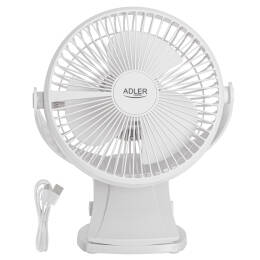 Adler AD 7342 White Wentylator biurkowy z klipsem akumulatorowy USB-C 15,5 cm