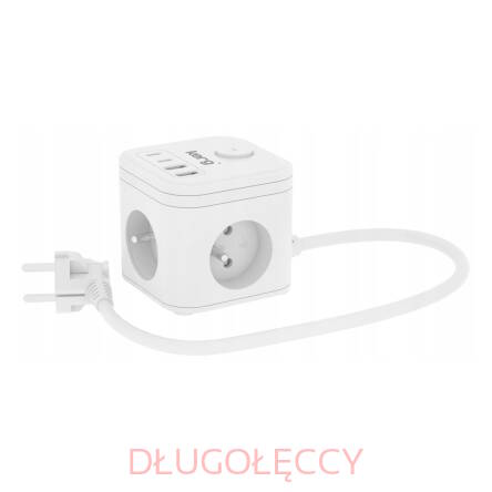 KERG przedłużacz 3gniazda 1,5m 2x USB-A 2xUSB-C biały