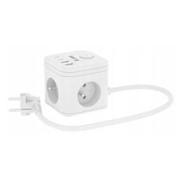 KERG przedłużacz 3gniazda 1,5m 2x USB-A 2xUSB-C biały