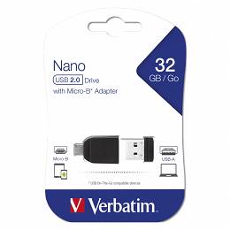 VERBATIM  Pendrive NANO USB 2.0 Micro USB 32 GB 