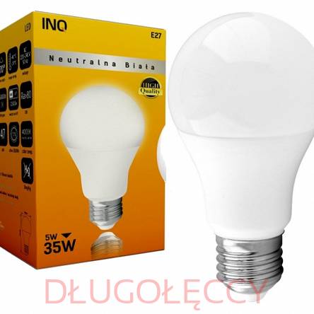 INQ lampa LED E27 5W 400lm A60 4000K neutralna barwa