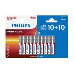 PHILIPS LR03 AAA 1,5V Power Alkaline baterie alkaliczne blister 20szt