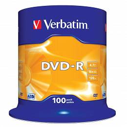 VERBATIM DVD-R 4.7GB x16 AZO op 100 szt. cake box