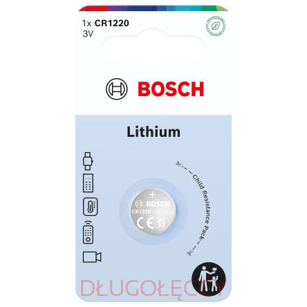 BOSCH CR1220 3V profesjonalna bateria litowa blister 1szt