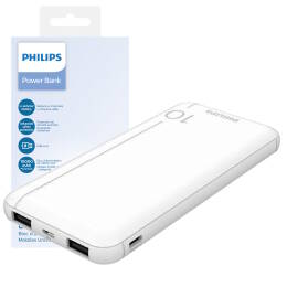 PHILIPS powerbank 10000mAh 2x USB-A 2,1A kabel micro USB biały