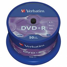 Płyta VERBATIM DVD+R4.7GBx16 op 50 szt.cake box