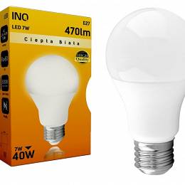 INQ E27 7W (40W) A60 470lm 3000K żarówka LED ciepła biała