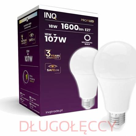 INQ Lampa LED PROFI 18W 1600lm A70 E27 NEUTRALNA