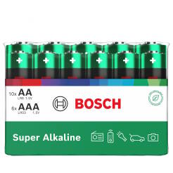 Baterie BOSCH 10x LR6 AA 1,5V+ 6x LR03 AAA 1,5V SuperAlkaline