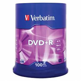 Płyta VERBATIM DVD+R4.7GBx16 op 100 szt cake box