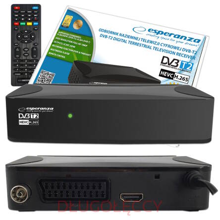 ESPERANZA Tuner dekoder cyfrowy DVB-T2 H.265/HEVC EV108R