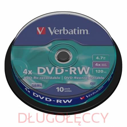 VERBATIM DVD-RW 4,7 GB x4 cake box 10szt.