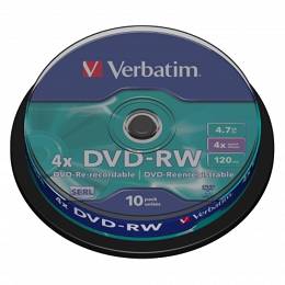VERBATIM DVD-RW 4,7 GB x4 cake box 10szt.