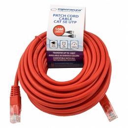 ESPERANZA KABEL UTP CAT 5E PATCHCORD 10M czerwony