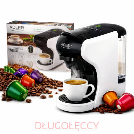 Adler AD 4386 Multi-Ekspres Ciśnieniowy Wielokapsułkowy 19 bar, 9 typów kapsułek, regulacja ilości wody