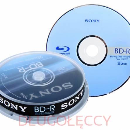 Płyta SONY BD-R 25GB 1x-6x BLU-RAY op 10 szt cake box