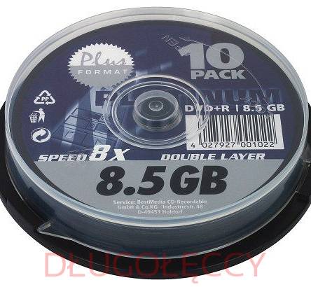 Płyta PLATINUM DVD+R DL 8.5GBx8 op 10 szt cake box