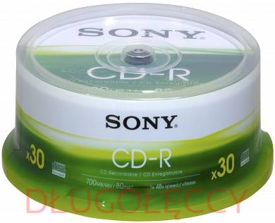 Płyty Sony CD-R pojemność 700 MB (80 min) w opakowaniu szpulowym