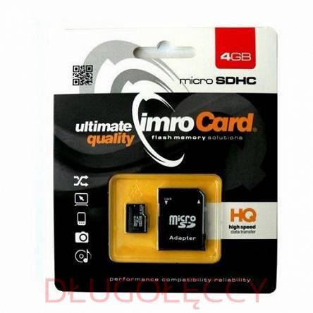 IMRO Karta micro SDHC 4GB klasa 10 z adapterem