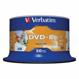 Płyta VERBATIM DVD-R 4.7GB x16 do nadruku op 50 szt.cake box