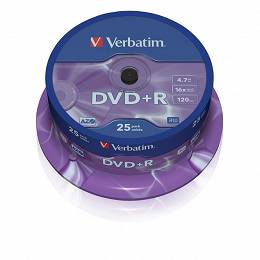 Płyta VERBATIM DVD+R4.7GBx16 op 25 szt.cake box