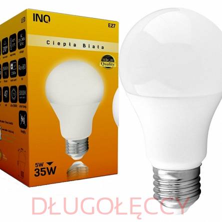 INQ lampa LED E27 5W 400lm A60 3000K ciepła barwa