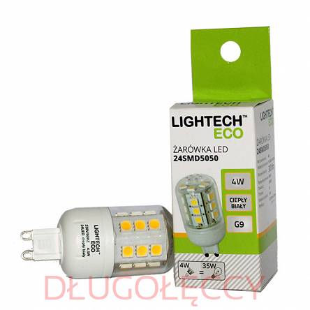 LIGHTECH Eco Żarówka LED G9 CORN 4W (35W) bezbarwna ciepła biała  