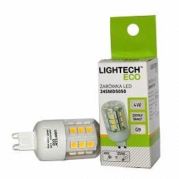 LIGHTECH Eco Żarówka LED G9 CORN 4W (35W) bezbarwna ciepła biała  