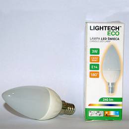 LIGHTECH ECO LED 3W E14 świeczka matowa ciepła
