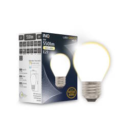 INQ E27 LED 6W (45W) 550lm G45 mała kulka filament mleczny 3000K ciepła biała