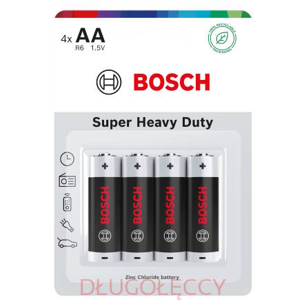 BOSCH Bateria R6 AA 1,5V Super Heavy Duty blister 4szt.