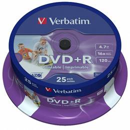 VERBATIM DVD+R 4.7GBx16 do nadruku cake box 25 sztuk
