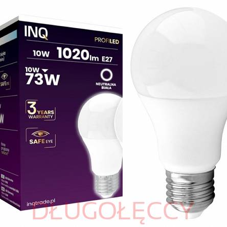INQ E27 LED Profi 10W (73W) 1020lm A60 4000K neutralna biała 