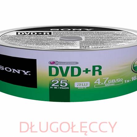 Płyty SONY DVD+R 16x opakowanie 25szt. typu spin