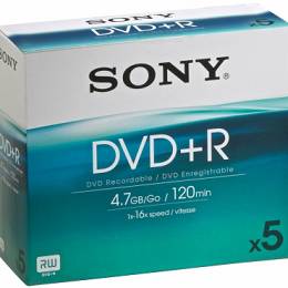SONY 5 płyt DVD+R 16x w standardowych pudełkach