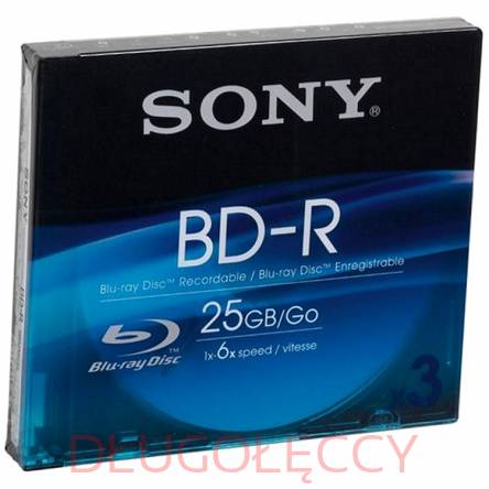 SONY BD-R płyty BLU-RAY 25GB 1x-6x 3 szt. SLIM