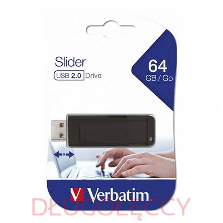 VERBATIM Pendrive Slider USB 2.0 CZARNY 64 GB 