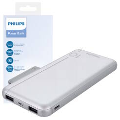 PHILIPS powerbank 10000mAh 2x USB-A 2,1A kabel micro USB srebrny