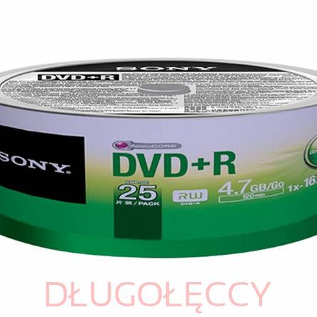 Płyta SONY DVD+R 4.7GBx16 op 25 szt.CAKE